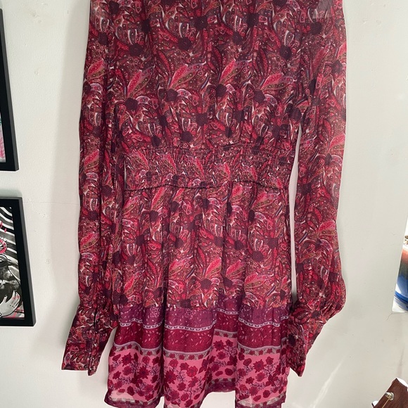 Esprit 70s Vintage style Maroon Paisley Floral Dress Size 2 - Picture 2 of 7